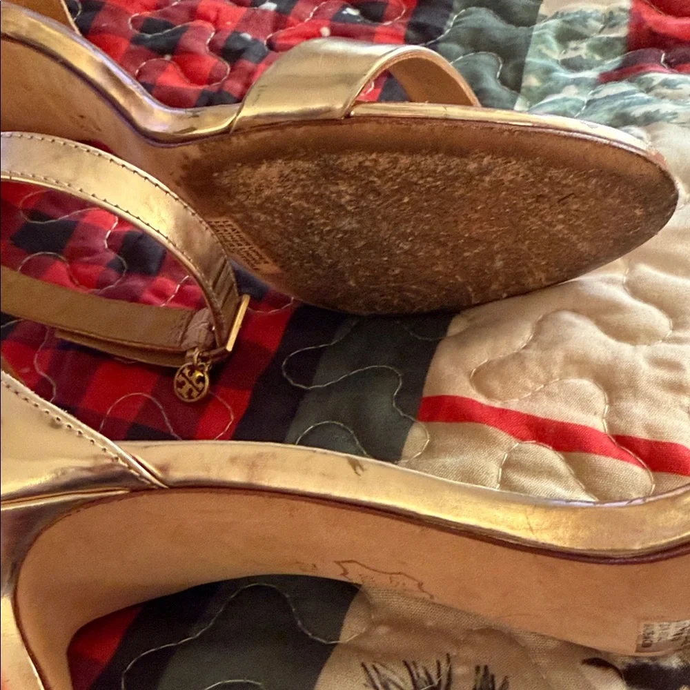 Tory Burch Metallic Gold Ankle-Strap Stiletto Heels